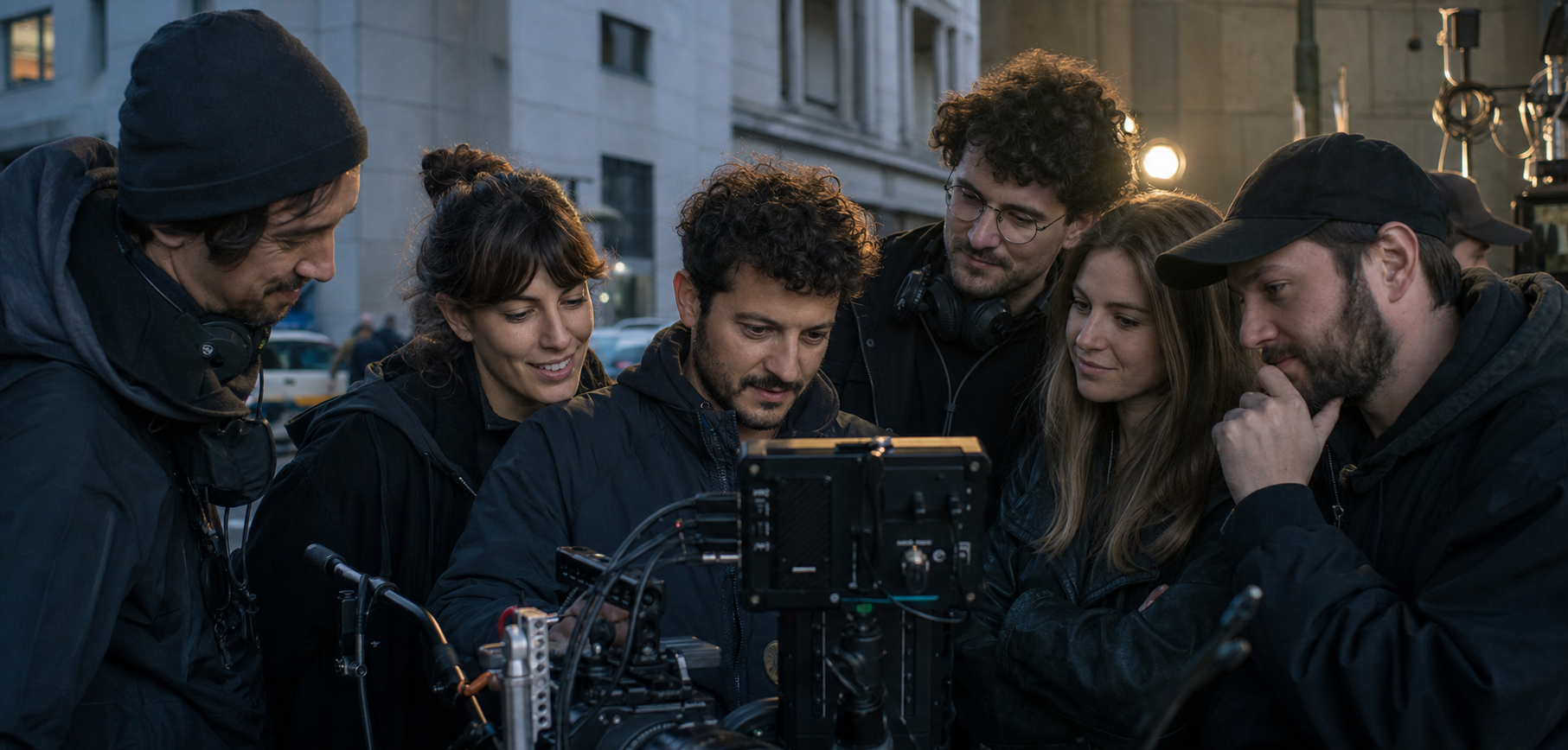 Set a due camere per un'intervista con luci e riflettori